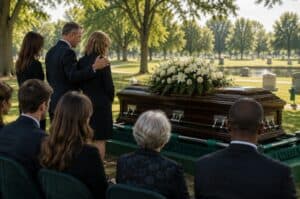 Family gathered for a graveside memorial associated with cremation services in Salisbury, NC