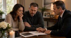 Funeral professional guiding a family through cremation services in Salisbury, NC